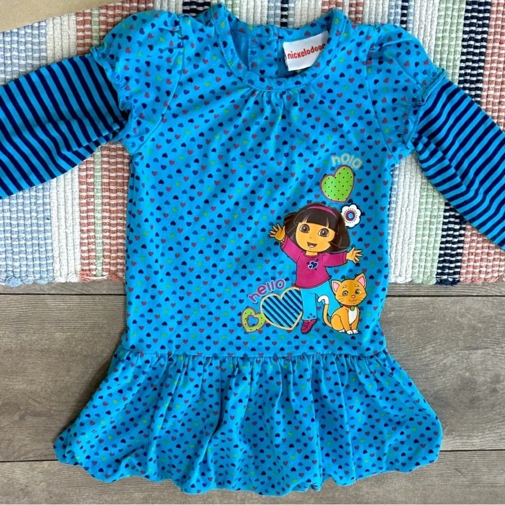 Y2K Vintage Dora the Explorer Baby Toddler Girl Long Sleeve Dress Tunic 18 Month